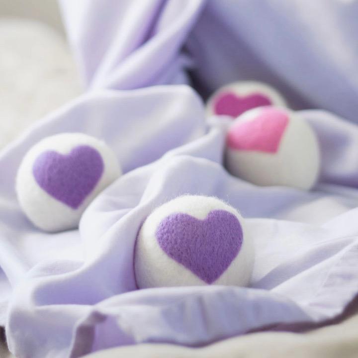 Felted Dryer Balls - Purple Heart